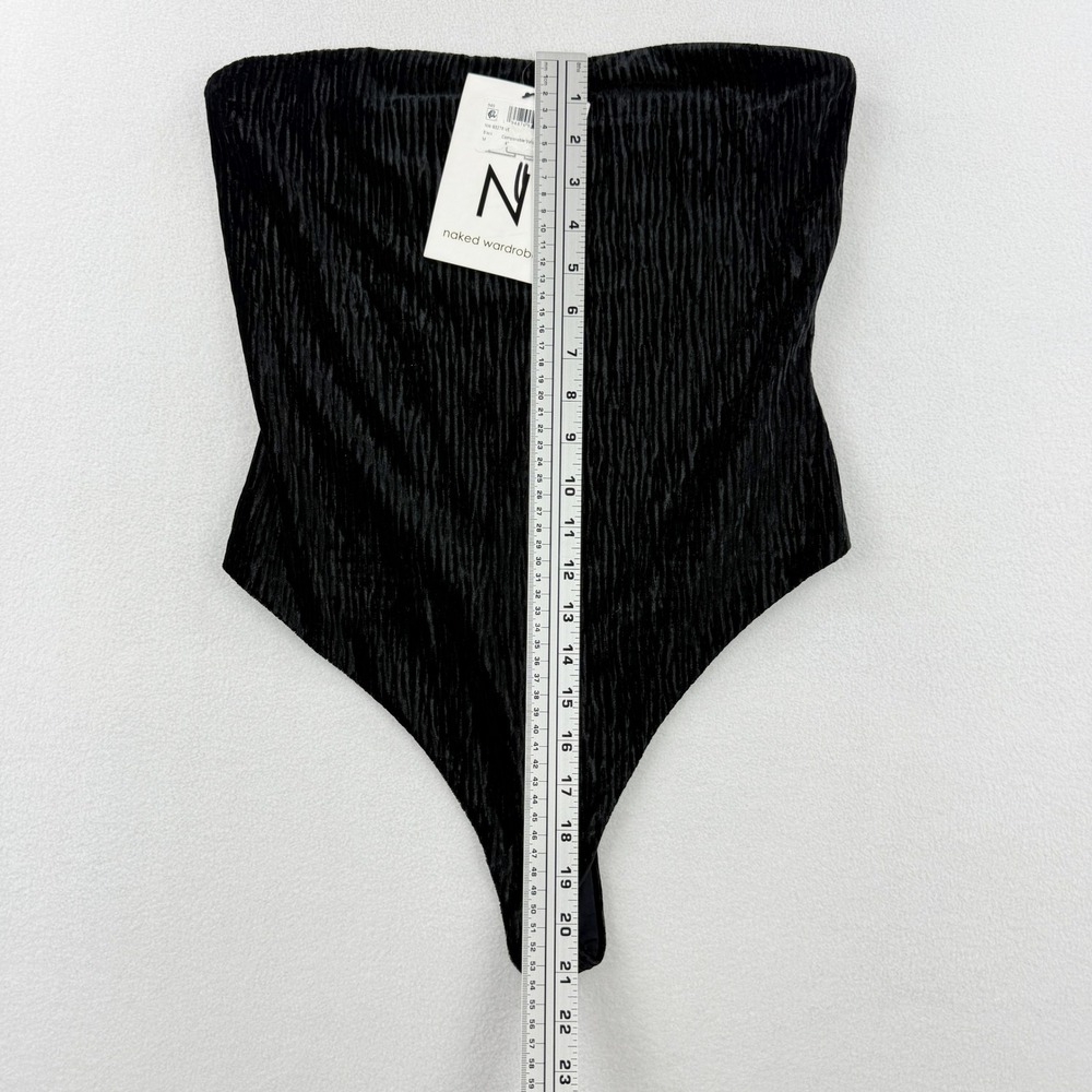 NAKED WARDROBE Velvet Sculpt Tube Bodysuit Size M Womens Black NW-B3278-VE NEW‎ - Picture 7 of 7